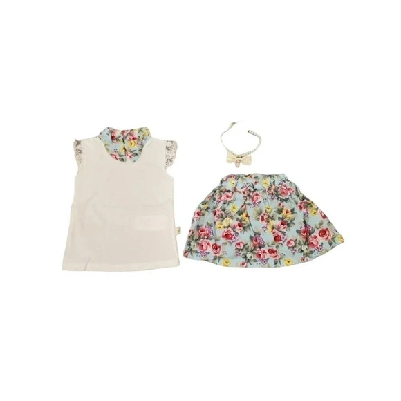 2T Blue Pearl 3 Piece Shirt, Skirt, Necklace Set Baby/Toddler Outfit - Picture 3 of 6